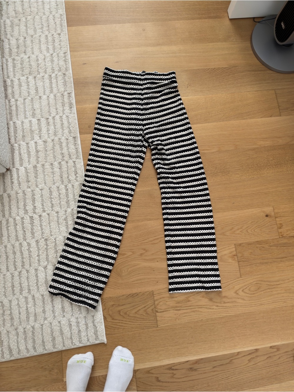 H&M Black & White Striped Knit Coverup Pants